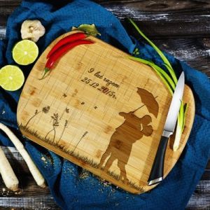 Deszczowa Piosenka - deska do krojenia z grawerem - Deska bambusowa