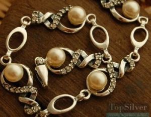 ALVARO - srebrna bransoletka perły i kryształy