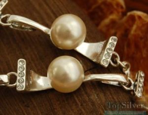 ABERTIS - srebrna bransoletka perły i kryształki