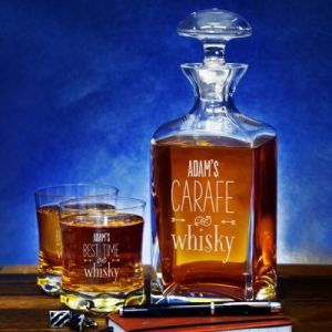 Carafe of whisky - Zestaw Grawerowana Karafka I Szklanki Do Whisky - Karafka + 1 szklanka