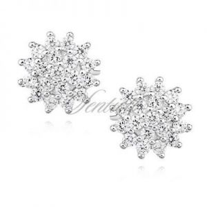 Srebrne kolczyki pr. 925 kwiatki z cyrkoniami