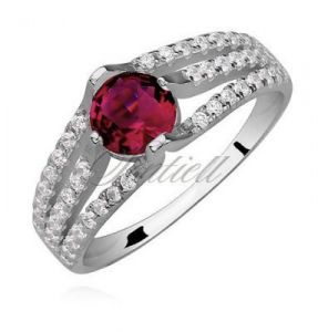 Wyrazisty srebrny pierścionek z cyrkonią rubinową - Rubinowa