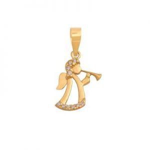 wisiorek ﻿aniołek ,złoto 585/14k ﻿z 
cyrkoniami