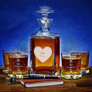 Tata - Zestaw Grawerowana Karafka I Szklanki Do Whisky - Karafka + 6 szklanek
