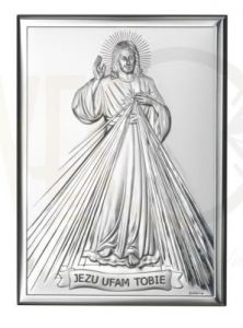 Ryngraf z powłoką srebra wizerunek Jezusa Miłosiernego VL80001/3L - ok. 13 cm \ ok. 9 cm