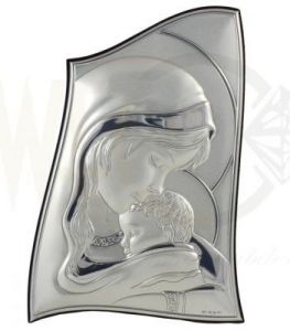 Ryngraf z powłoką srebra Matka Boska z Dzieciątkiem SV18013/1L - ok. 7 cm \ ok. 4,5 cm