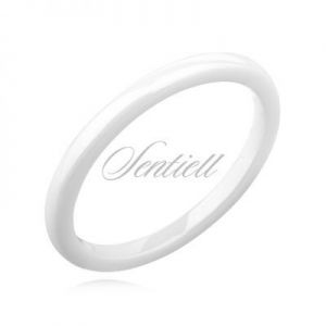 Biały pierścionek ceramiczny 2mm - Biały
