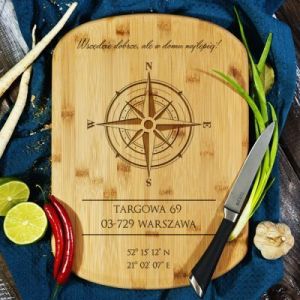 Kompas - deska do krojenia z grawerem - Deska bambusowa