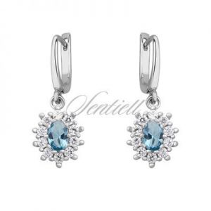 Srebrne kolczyki pr925 Cyrkonia akwamarynowa - karmazycja - Akwamaryna