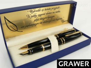 Zestaw Pióro wieczne i Długopis Waterman Expert Czarny GT z GRAWEREM