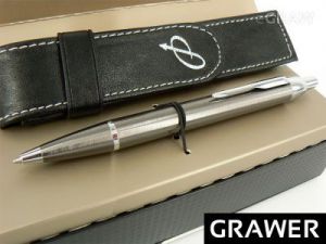 Długopis Parker IM Gun Metal CT etui etui skórzane GRAWER