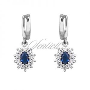 Srebrne kolczyki pr925 Cyrkonia szafirowa - karmazycja - Szafirowa