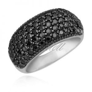 Hit sprzedażowy pierścionek z czarnymi cyrkoniami w rodowanym srebrze