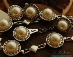 ADRIA - srebrny komplet perły i kryształy