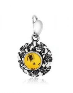 wisiorek ażurowy srebro 925 ﻿i 
bursztyn