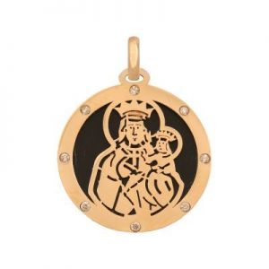 ﻿medalik ﻿,złoto 585/14k ﻿i 
onyks