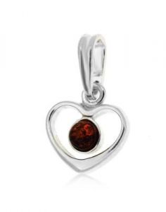 wisiorek serduszko srebro﻿ i bursztyn 
bałtycki