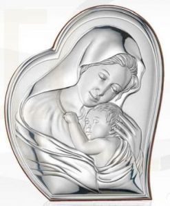 Ryngraf z powłoką srebra Matka Boska z Dzieciątkiem SVL81051/1L - ok. 10,7 cm \ ok. 8,8 cm