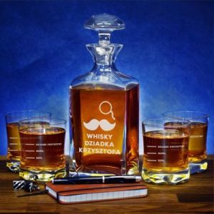 Whisky Dziadka - Zestaw Grawerowana Karafka I Szklanki Do Whisky - Karafka + 2 szklanki