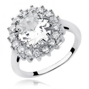 Srebrny pierścionek Royal Rings - Cyrkonia biała - Biała