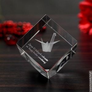 Żuraw Origami 3D • personalizowany kryształ 3D • GRAWER 3D GRATIS
