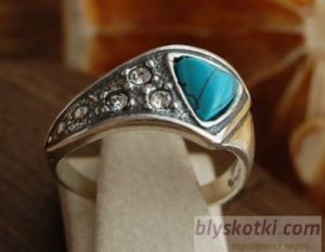 DURAN - srebrny pierścionek z turkusem i Swarovskim