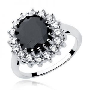 Srebrny pierścionek Royal Rings - Cyrkonia czarna - Czarna