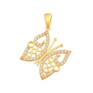 wisiorek ażurowy motyl ﻿,złoto 585/14k ﻿z 
cyrkoniami
