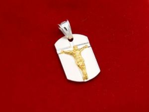 Srebrny medalik pozłacany Jezus Pamiątka na Chrzest GRAWER