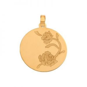 wisiorek ﻿złoty okrągły z różą