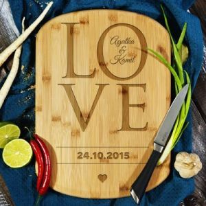 Love together - deska do krojenia  z grawerem - Deska bambusowa