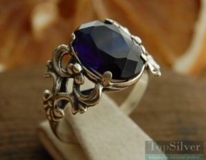 DOMINGO - srebrny pierścionek z szafirem