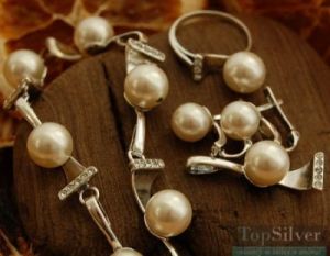 ABERTIS - srebrny komplet perły i kryształki