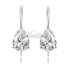 Srebrne kolczyki pr.925 Cyrkonia łezka 7 x 9mm - 9 mm x 7 mm