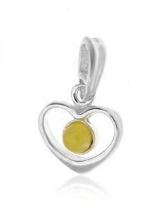 wisiorek serduszko ,srebro 925 ﻿i bursztyn 
bałtycki