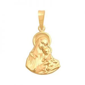 ﻿medalik ﻿złotY Maryja z Jezusem