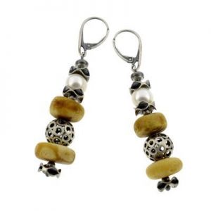 kolczyki wiszące ,srebro 925 ﻿i bursztyny bałtyckie