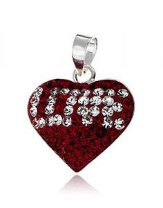 wisiorek serduszko ,rodowane srebro 925 ﻿i 
kryształki