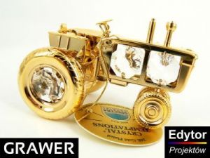 Traktor Swarovski Pamiątka Chrzest Grawer Dedykacja Tabliczka