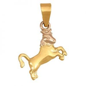 ﻿wisiorek znak zodiaku byk ﻿,żółte i białe złoto 585/14k