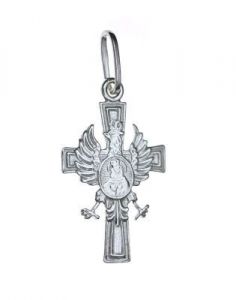 ﻿krzyżyk ﻿srebrny z orłem 
i Maryją