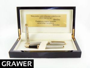 Zestaw Pióro wieczne i Długopis WATERMAN HEMISPHERE stalowy GT Grawer dedykacja drewniane etui