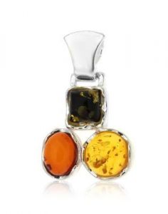 wisiorek srebro ﻿i bursztyny 
bałtyckie