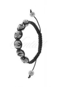 Bransoletka sznurkowa pr.925 biała z czarnym wzorem