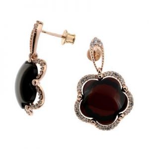 kolczyki ﻿z pozłacanym srebrem ﻿i 
bursztynami