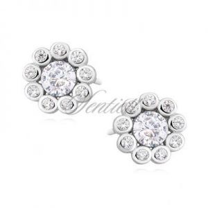 Srebrne kolczyki pr.925 z białą cyrkonią - Biała