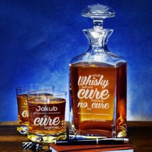 Cure - Zestaw Grawerowana Karafka I Szklanki Do Whisky - Karafka + 1 szklanka