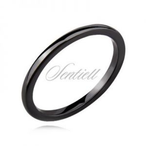 Tani pierścionek ceramiczny, szerokość 2mm - Czarny