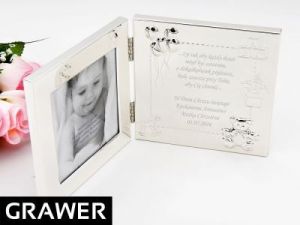 Posrebrzana Ramka Zdjęcie Składana Chrzest Grawer