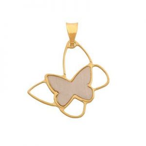 wisiorek ﻿MOTYL żółte i białe złoto
